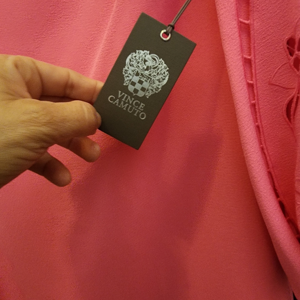 Vince Camuto Hot Pink Puff Sleeve Cutout Dress - Picture 4 of 4